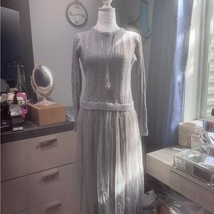 Elegant Gray Sweater Dress